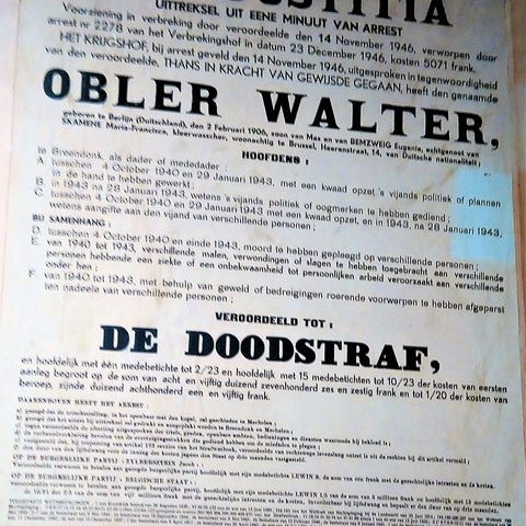 Todesurteil Walter Obler Dauerausstellung Fort de Breendonk
